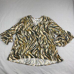 La Roque Womens top One size bell sleeve print pattern v neck